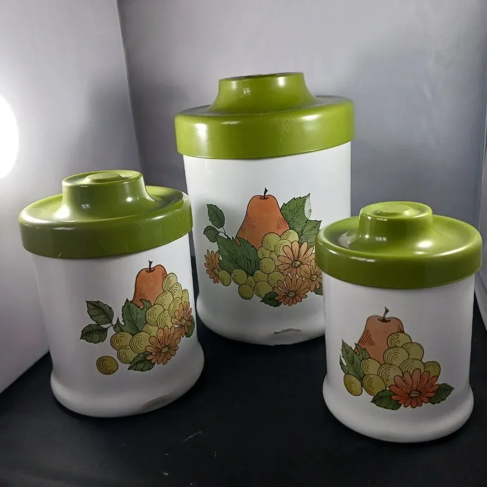 Vintage 70's  MCM 3pc Canister Set